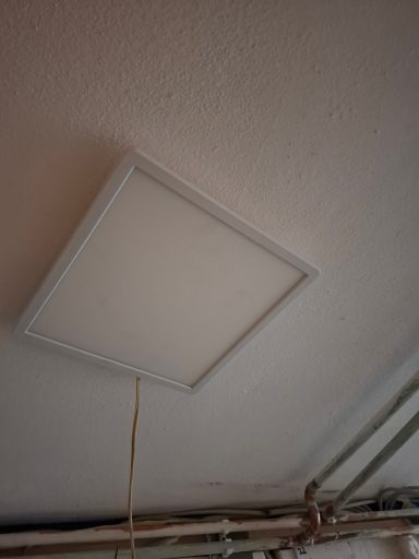 Decke mit quadratischem Lichtpanel und Zugkabel.